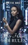Premade contemporary romance book cover featuring a confident woman in a sleek black dress with jewelry, posed against a blurred city-night skyline with cool neon lights.
