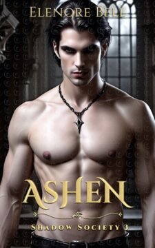 A romance book cover image featuring a shirtless man with an intense expression in a gothic-style mansion.