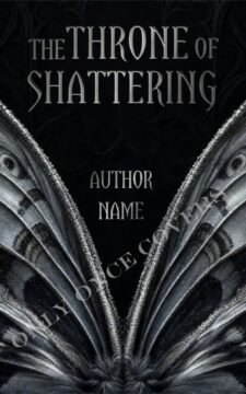 Close view of silver-gray moth wings spread against a dark black background with a gothic mood.