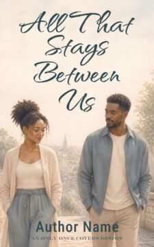 Illustrated couple walking together in a soft, sunlit town setting with a calm and reflective mood.