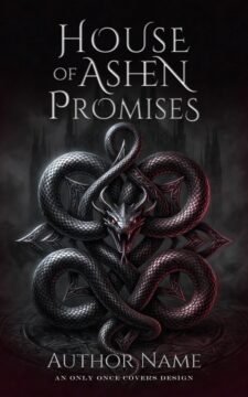 Black serpent coiled into an ornate sigil against a smoky gothic background with dark red accents.